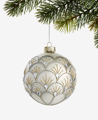Holiday Lane Gilded Glamour Gold Pattern Ball Ornament, Macy's Exclusive - Macy's | Macy's