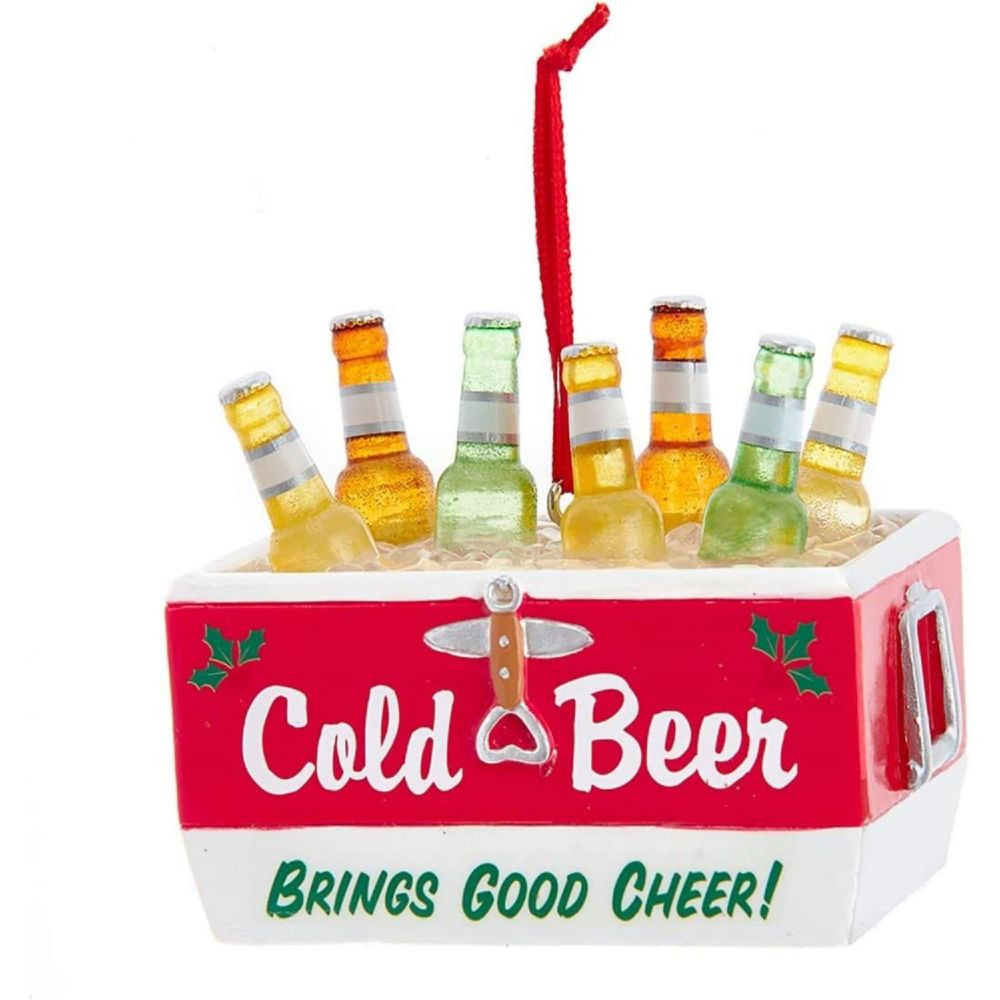 Kurt Adler inchesCold Beer Brings Good Cheer! inches Beer Cooler Christmas Tree Ornament Brown | Oriental Trading Company