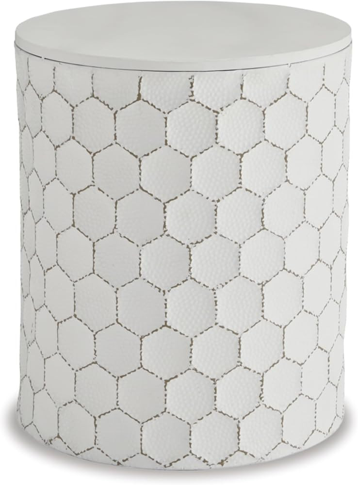 Signature Design by Ashley Polly Geometric Honeycomb Indoor Outdoor Accent Stool or Table, White | Amazon (US)