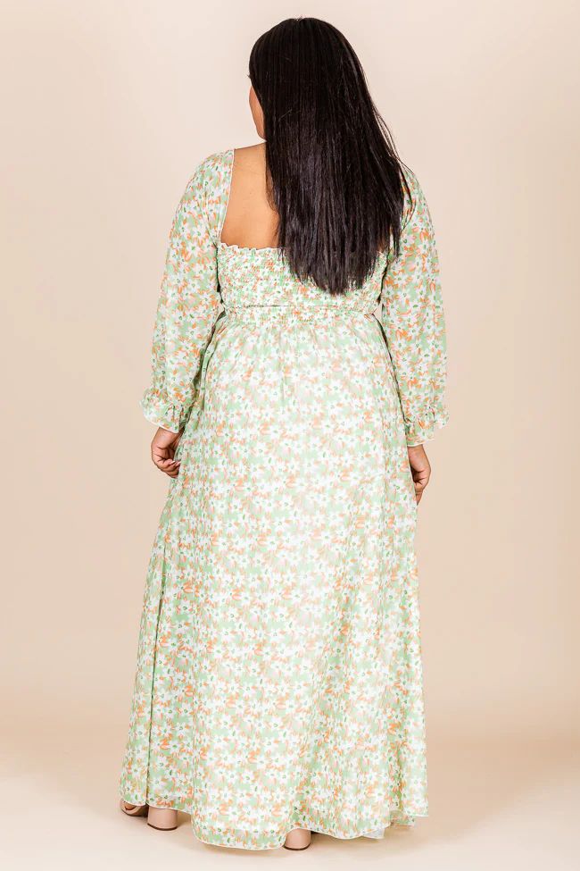 Spring Blessings Smocked Bust Green Floral Maxi Dress - Natalie Kennedy X Pink Lily | Pink Lily