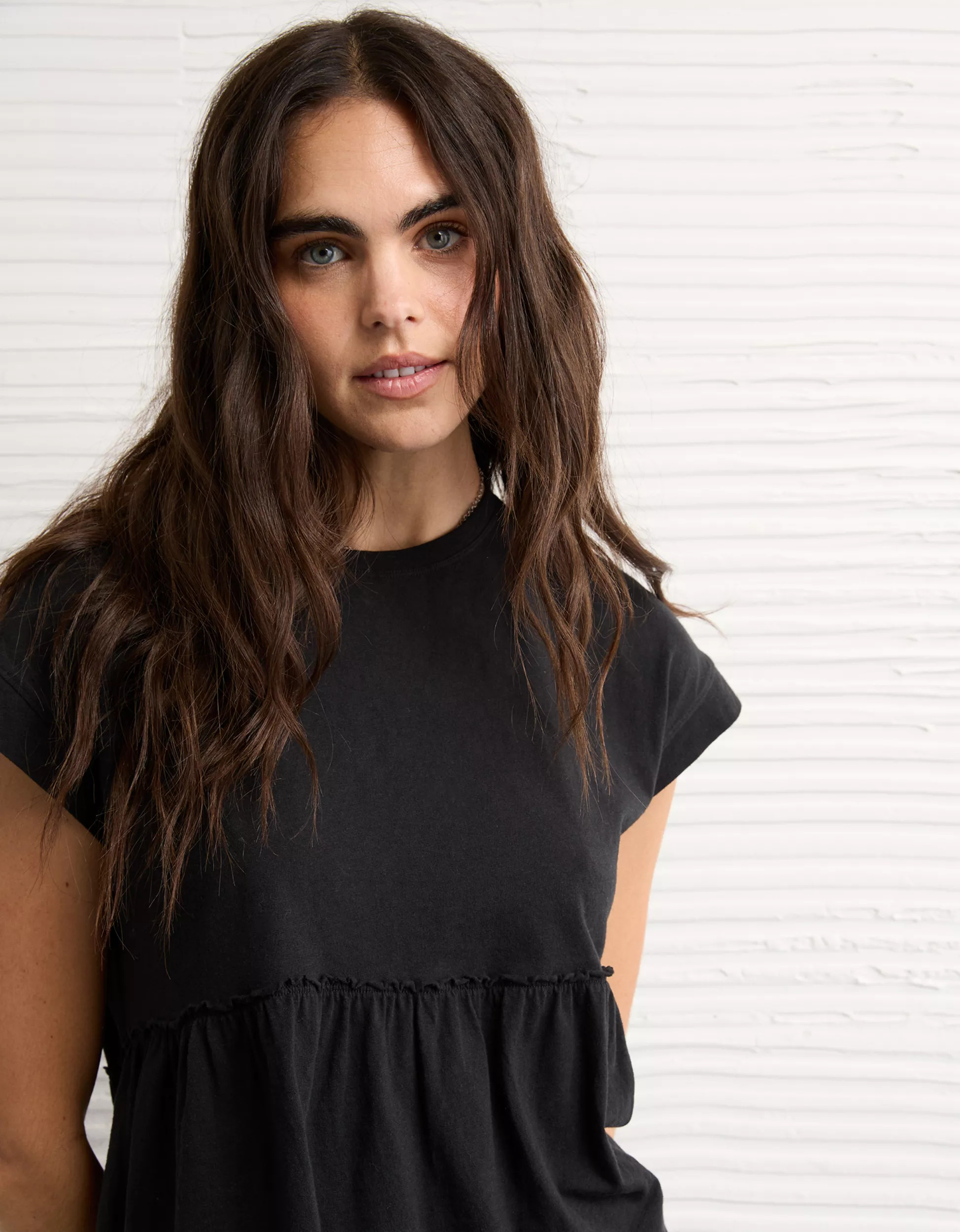 AE Sunchaser Knit Tie Back Babydoll T-Shirt | American Eagle Outfitters (US & CA)