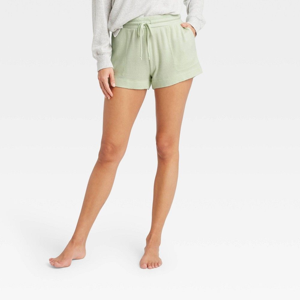 Women's Striped Perfectly Cozy Lounge Shorts - Stars Above Green M | Target