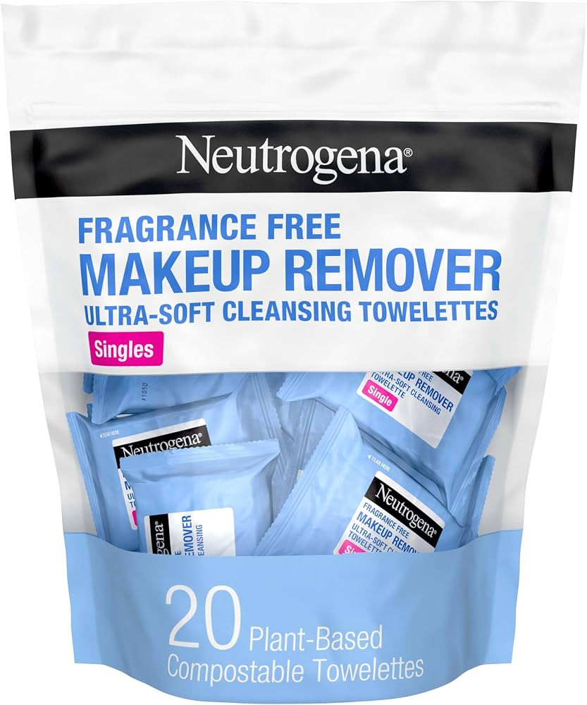 Neutrogena Fragrance-Free Makeup Remover Wipes Singles, Individually Wrapped Face Towelettes, Gen... | Amazon (US)