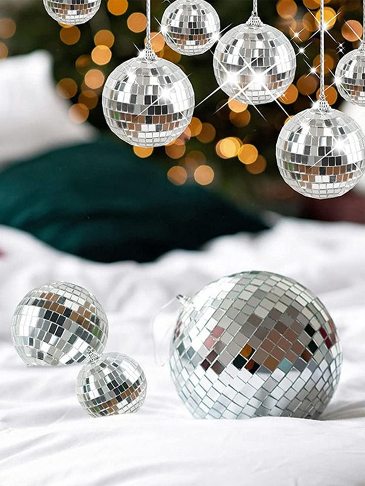 6pcs Disco Mirror Balls Plated Glass Ball Christmas Laser Reflective Glass Ball Home Hanging Deco... | SHEIN