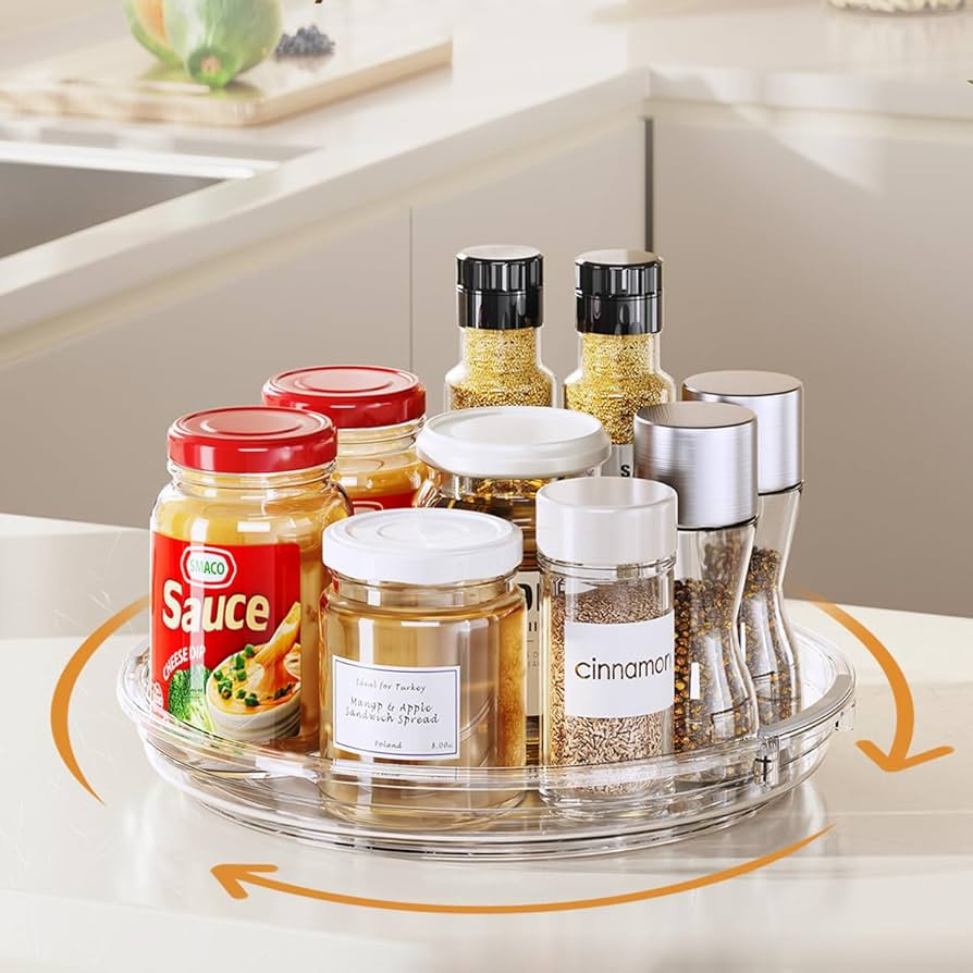 LAMU 2 Pack Lazy Susan Organizer Turntable for Cabinet, 9.25in Small Lazy Susan with Edge Rotatin... | Amazon (US)