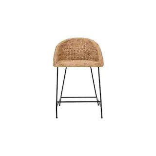 StyleWell Black Metal Counter Stool with Back and Natural Seat (21.42 in. W x 34.25 in. H)-ST1808... | The Home Depot