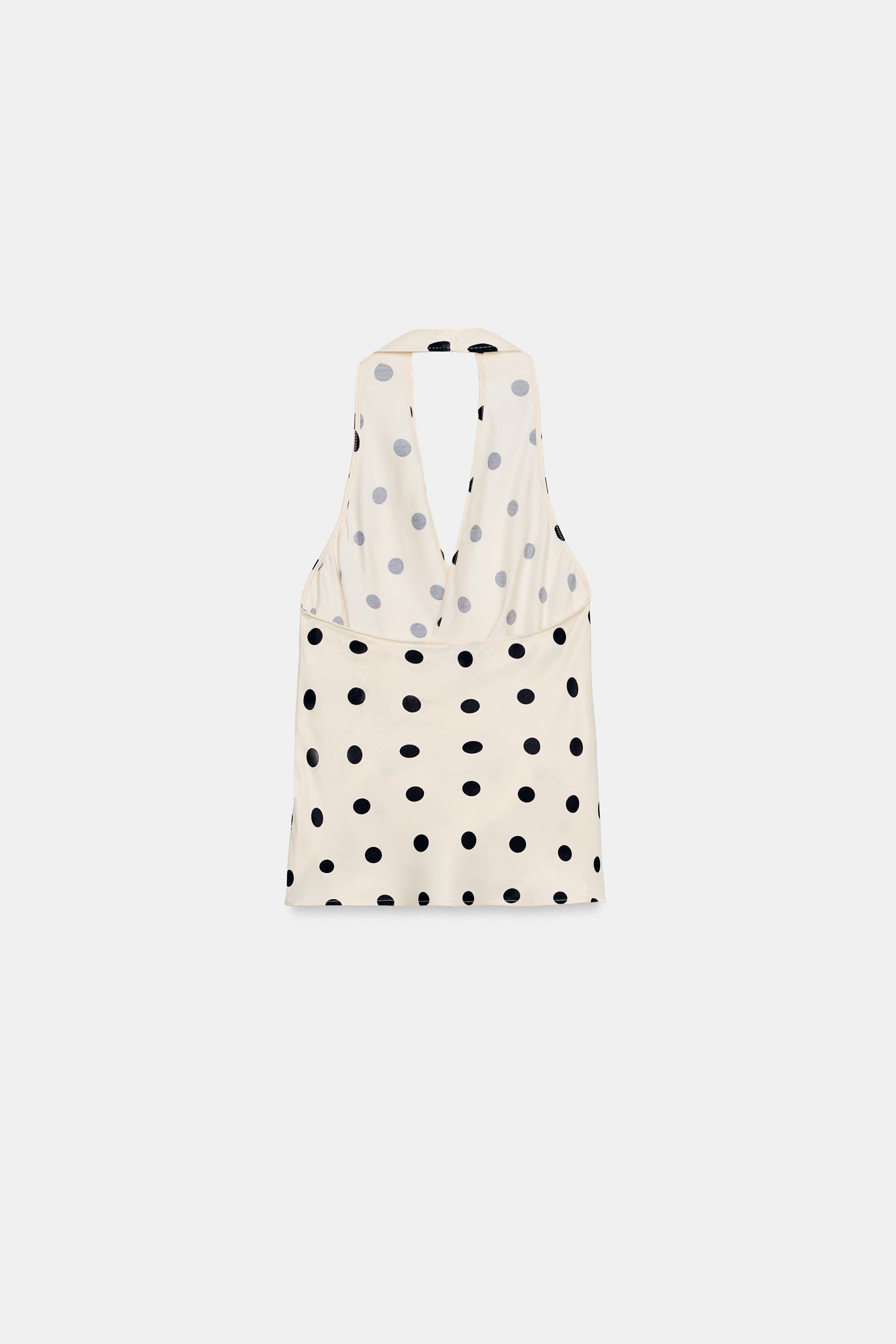 SATIN HALTER NECK POLKA DOT TOP | Zara UK