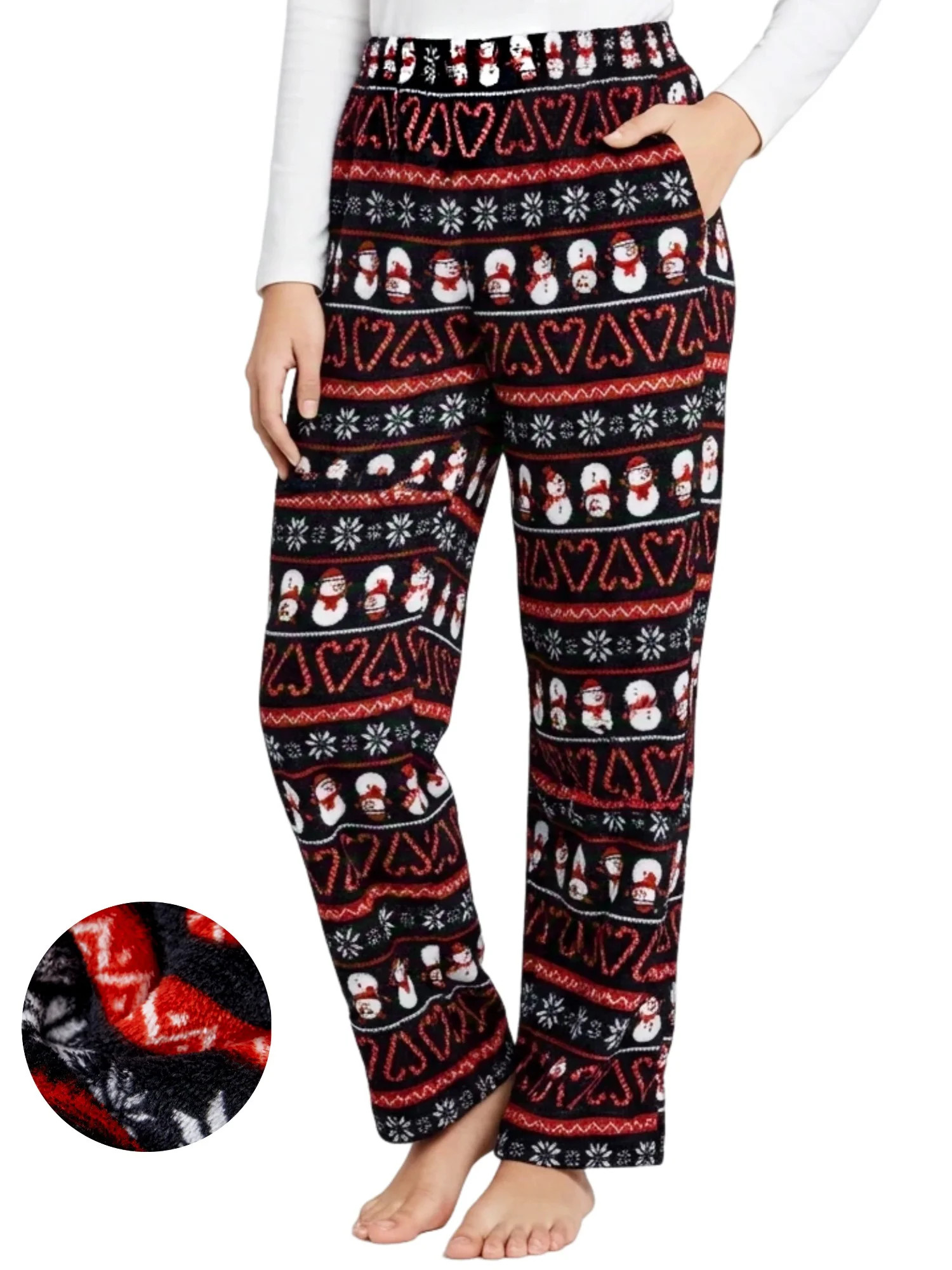 PatPat Women Christmas Pj Pants Flannel Plush Pajamas Bottom Snowman Print Holiday Fleece Cozy To... | Walmart (US)
