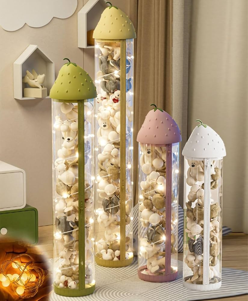 Vertical Toy Storage Tube with Light, Vertical Stuffed Toy Storage Tube with Zipper, Vertical Cle... | Amazon (US)