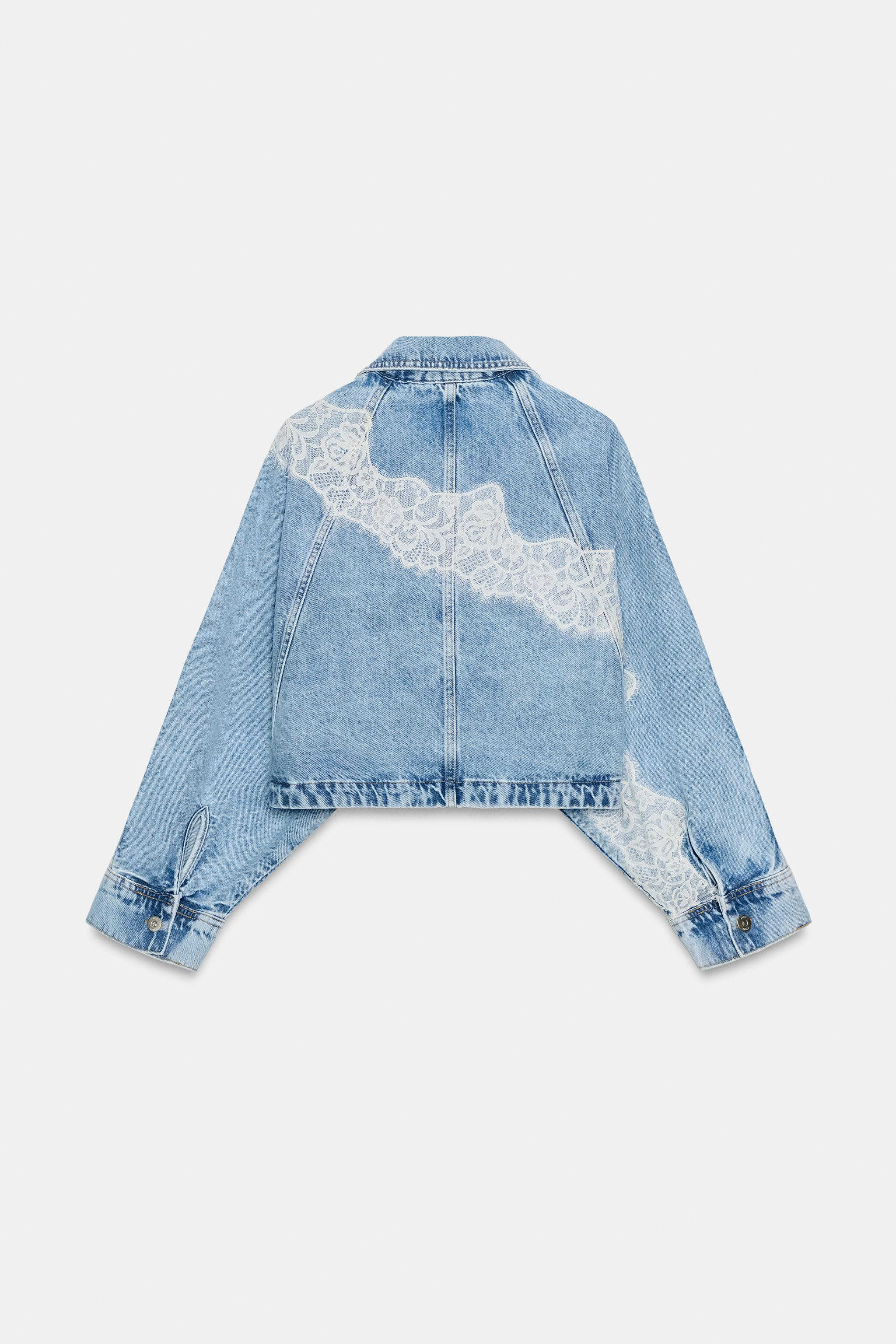 Collared jacket with long sleeves and wide armholes. Featuring lace appliqué on the front and ba... | Zara UK