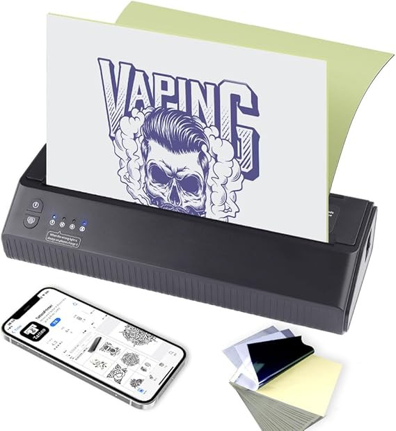 Ambition Wireless Tattoo Transfer Stencil Printer Thermal Copier Machine with 20pcs Free Transfer... | Amazon (US)