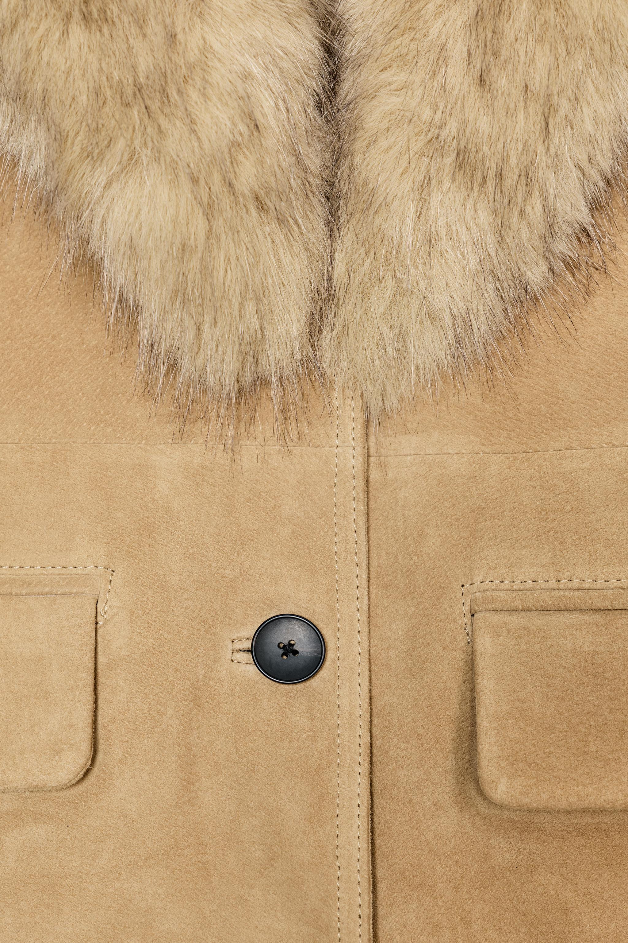 TAILORED 100% SUEDE LEATHER BLAZER WITH FAUX FUR | Zara US