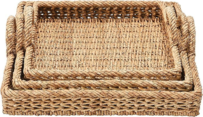 S/3 Decorative Water Hyacinth Tray | Amazon (US)