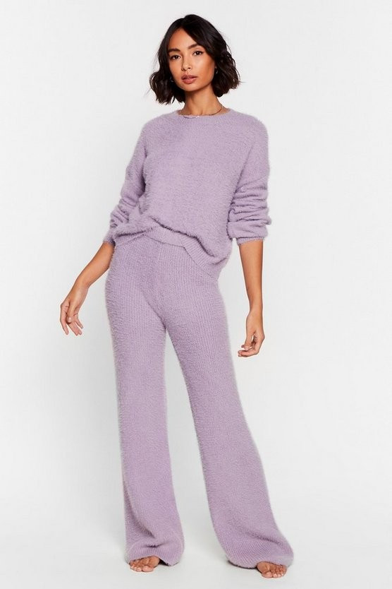 Luxe Good to Me Fluffy Knit Wide-Leg Lounge Set | NastyGal (US & CA)