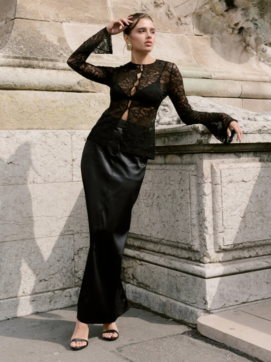 Beck Satin Tailored Maxi Skirt | Pretty Lavish (UK)