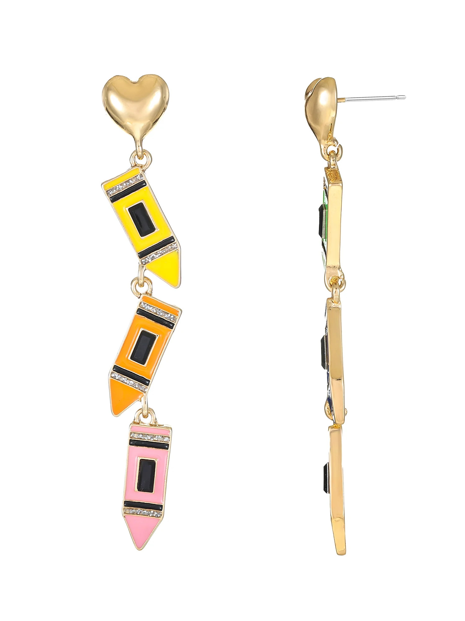 Packed Party Goldtone Color Outside the Lines Crayon Earrings | Walmart (US)