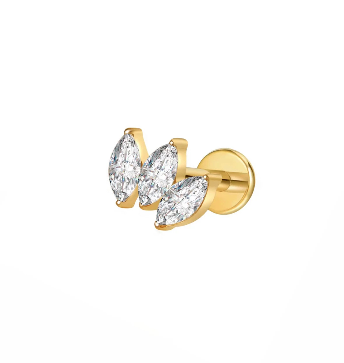 Dainty Triple Marquise Flat Back Stud | Pierced by Ash Design