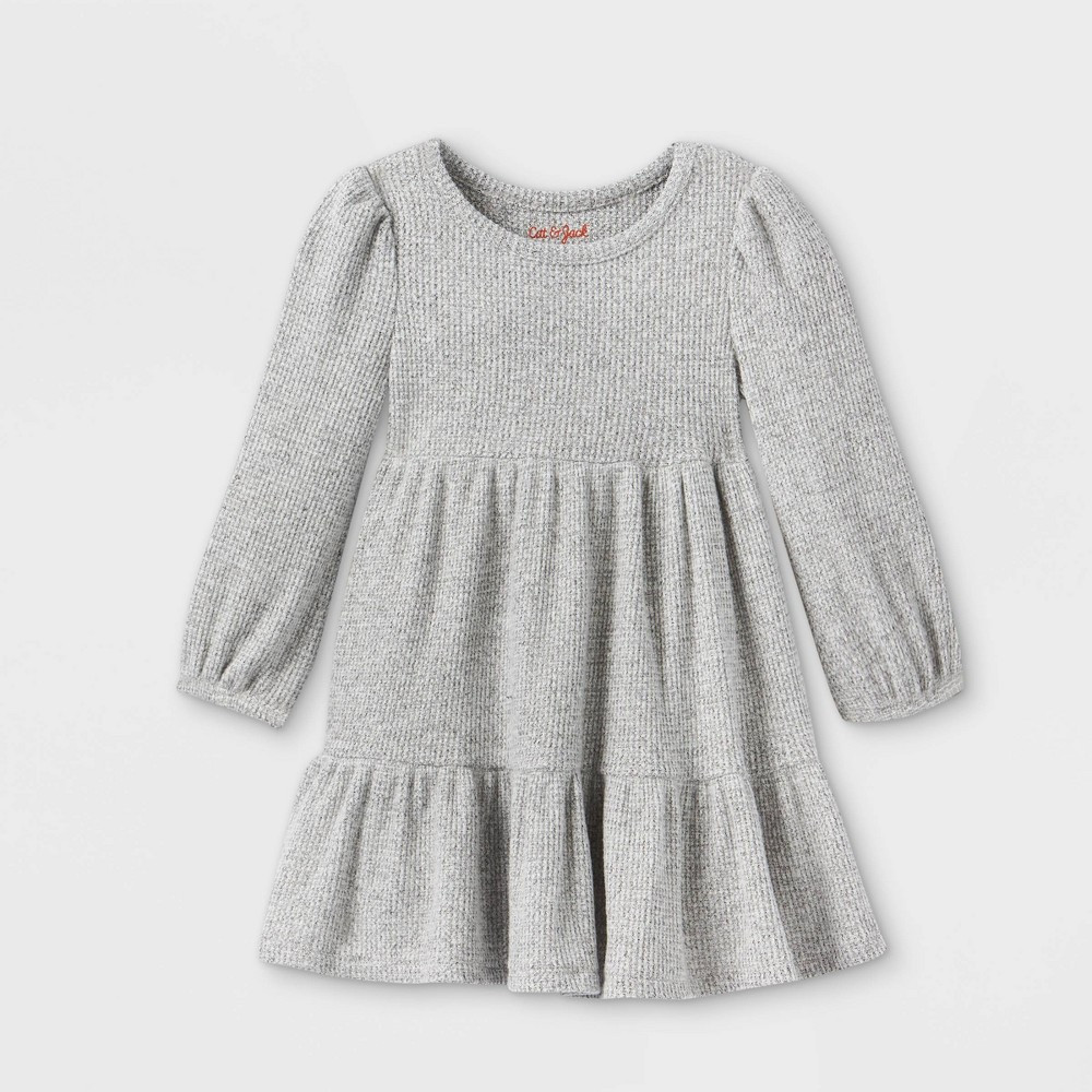 Toddler Girls' Tiered Cozy Long Sleeve Dress - Cat & Jack Heather Gray 12M | Target