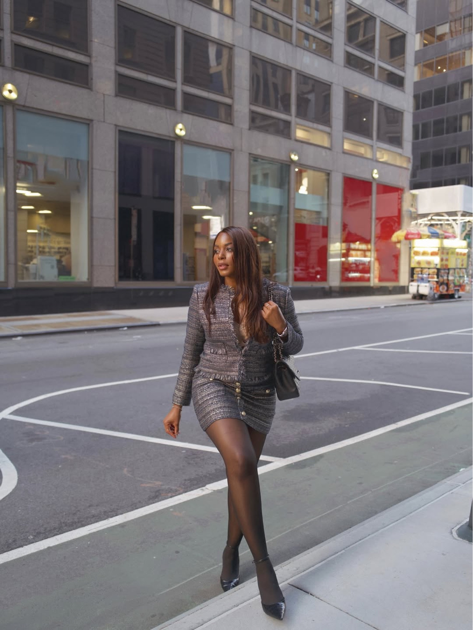 Obsessed with this matching tweed set from L’Agence. This navy blue metallic coat and skirt set is perfect for work, events and beyond. Now on clearance so get it while you can! … For more links to maeve sleeveless mini shift dress, american flag sweaters, butter yellow, wedding guest dress, fathers day, linen, new balance 327 sneaker, melissa murrell, georgia louise, summer outfits, follow me on LTK! ✨

#LTKWorkwear #LTKSummerEdit #LTKStyleTip