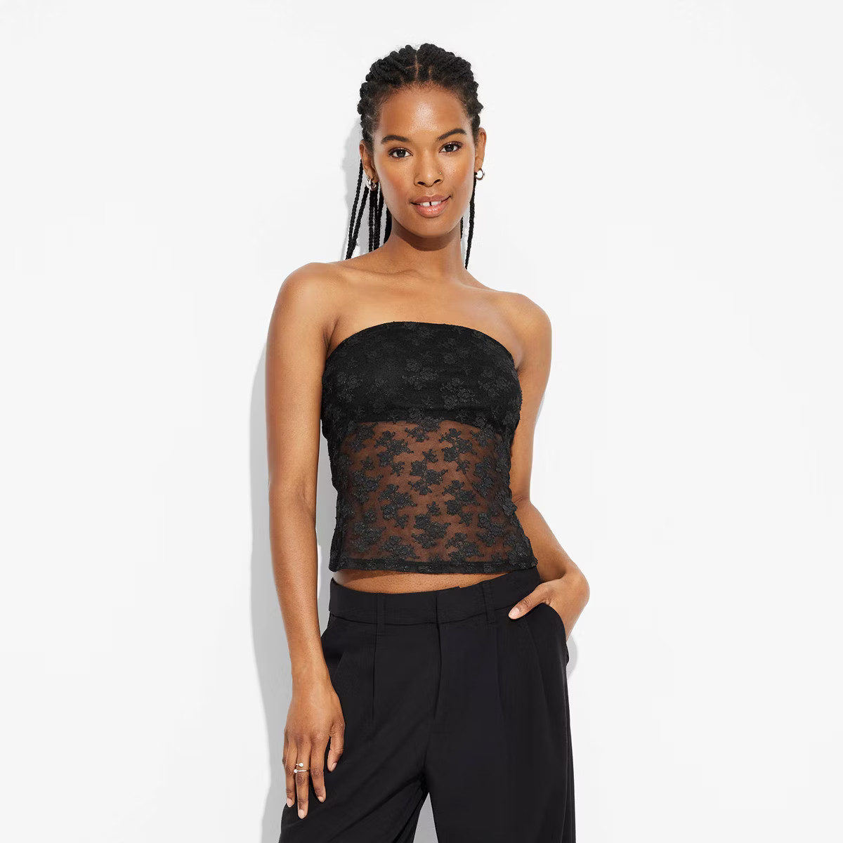 Women's Lace Tube Top - Wild Fable™ Black XS | Target