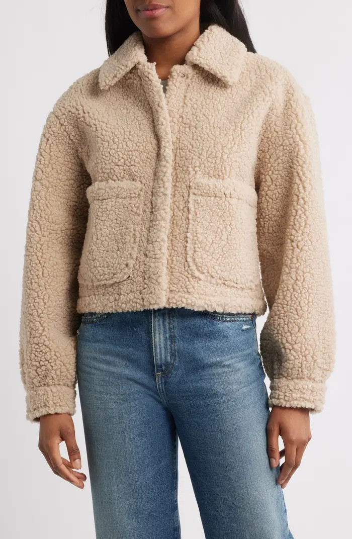 Lucky Brand Patch Pocket Faux Fur Crop Jacket | Nordstrom | Nordstrom