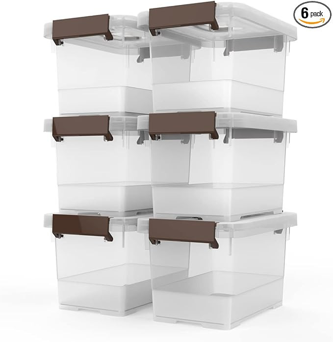 WYT Clear Storage Latch Box, 6 Pack Storage Organizer Bins with Latching Handle and Lids, 3.5 Qua... | Amazon (US)