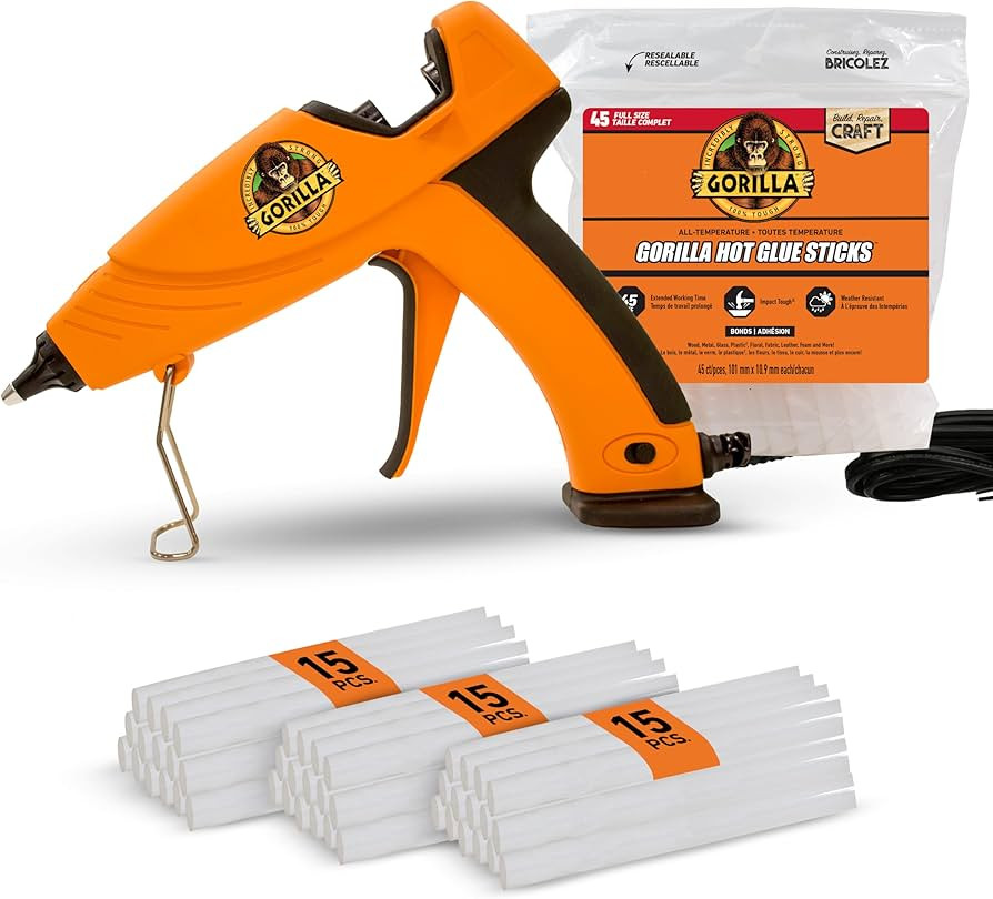 Gorilla Dual Temp Full Size Hot Glue Gun Kit with 45 Hot Glue Sticks, Precision Nozzle and Easy S... | Amazon (US)