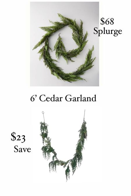 Save or Splurge on faux cedar garland 
Christmas decor 

#LTKSeasonal #LTKunder50 #LTKHoliday