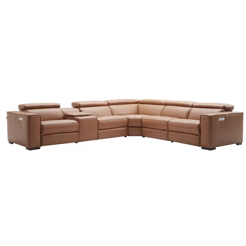Graddy 138" Wide Genuine Leather Reversible Reclining Corner Sectional | Wayfair North America