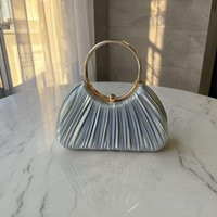 Pleated Metallic Clutch Bag With Round Gold Handle, Chic Evening Purse For Weddings, Parties, Prom & Gifts | Elegant Formal Handbag | Etsy (US)