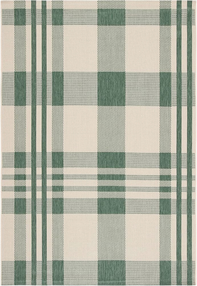 SAFAVIEH Courtyard Collection 2' x 3'7" Green/Beige CY6201 Modern Farmhouse Plaid Indoor/ Outside... | Amazon (US)