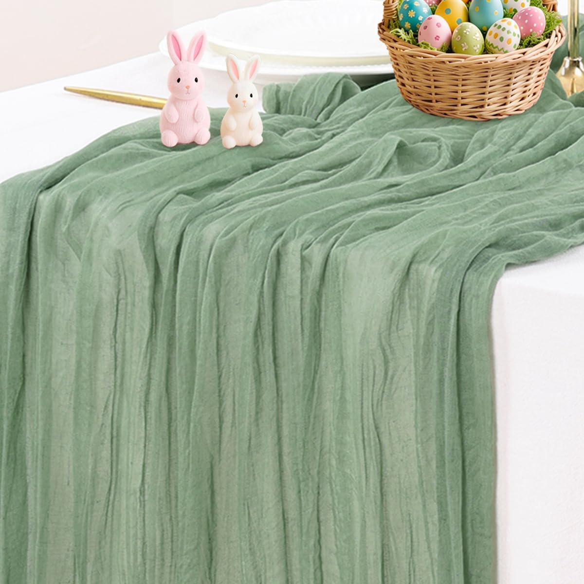 Socomi Pink Cheesecloth Table Runner Easter Spring Boho Rustic Gauze Dusty Pink Farmhouse 120 inc... | Amazon (US)