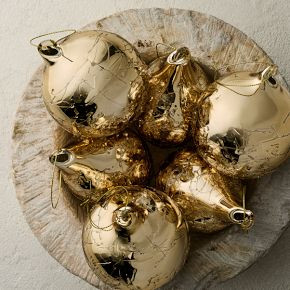 Mercury Crackle Glass Ornaments (Set of 6) | West Elm (US)