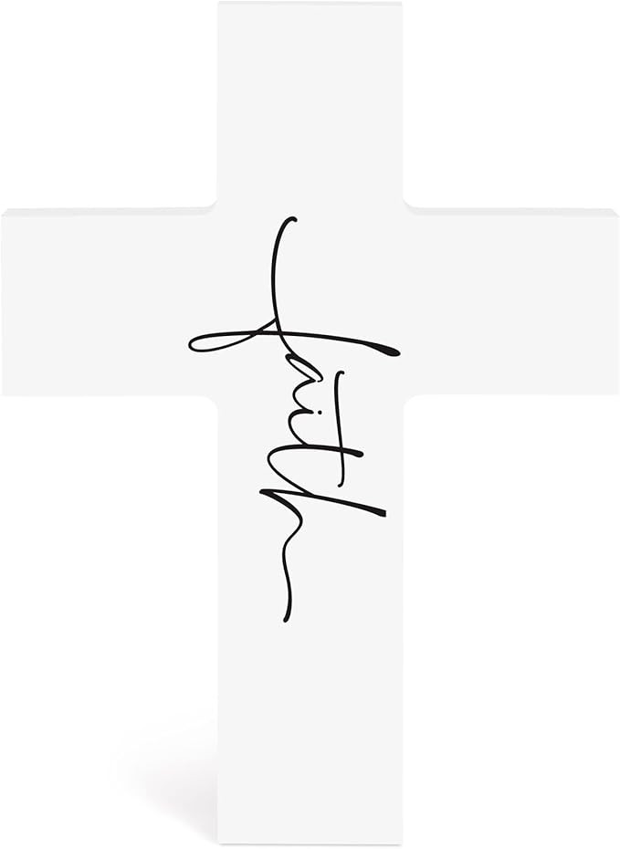 P. Graham Dunn Faith White 7 x 5 MDF Wood Decorative Cross Sign | Amazon (US)