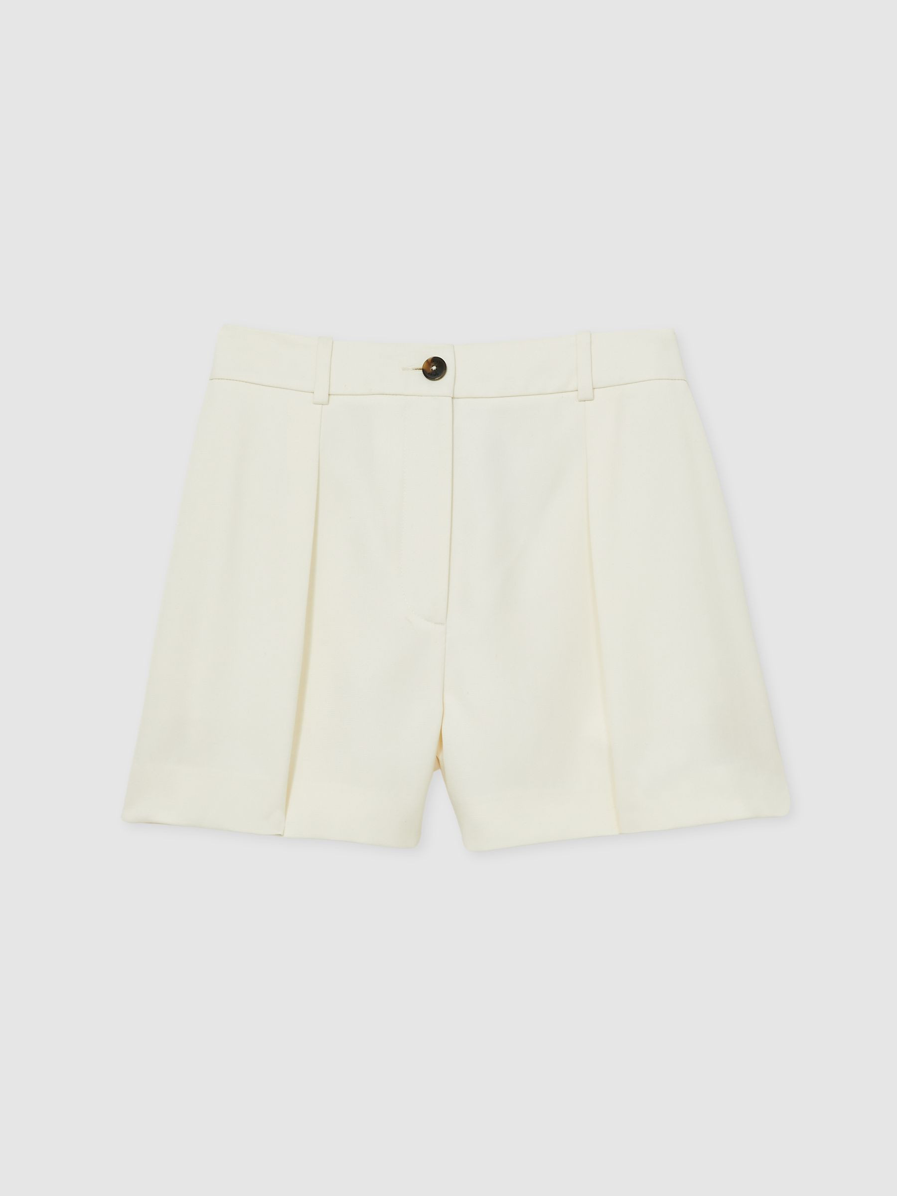 Single-Pleat Tailored Shorts in Cream | Reiss UK