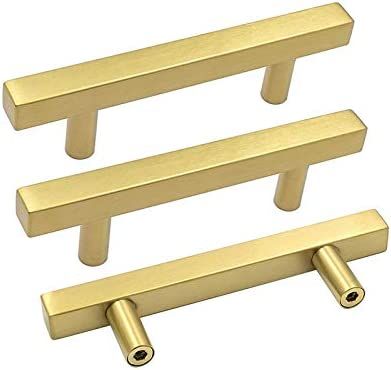 goldenwarm Gold Drawer Pulls Brushed Brass Kitchen Hardware 3-3/4In Hole Centers - LS1212GD96 Gol... | Amazon (US)