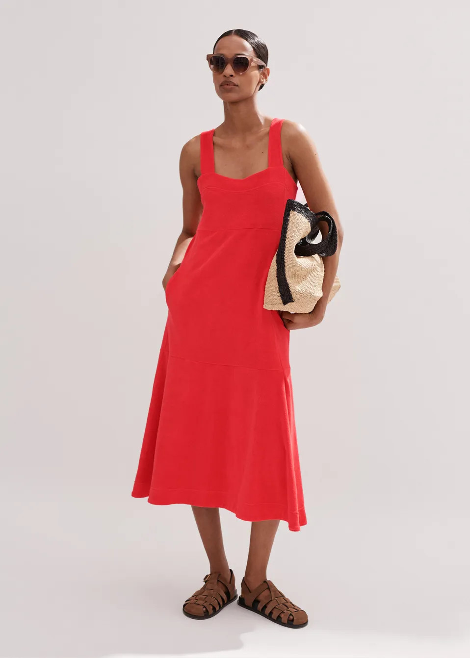 Towelling Sleeveless Midi Dress | ME+EM US