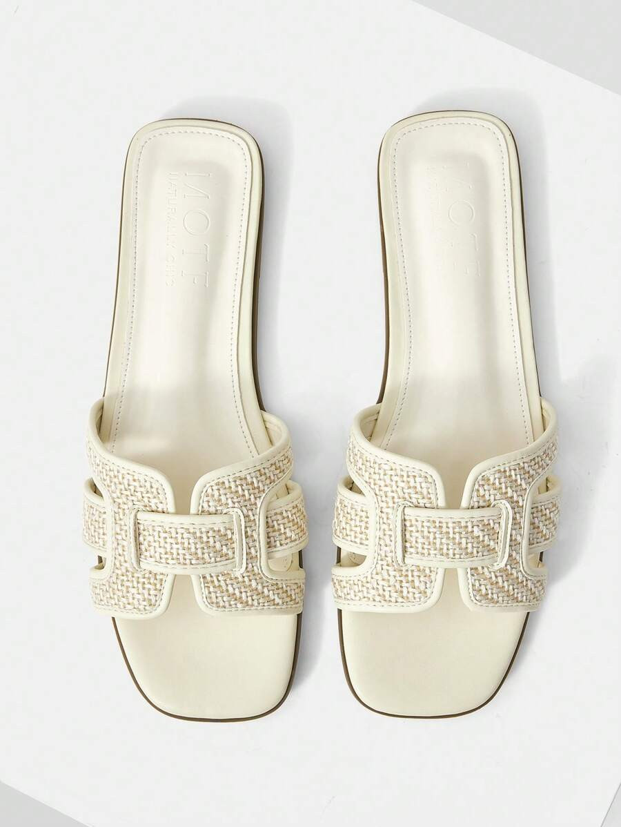 MOTF PREMIUM OPEN TOE BRAID FLAT SANDALS | SHEIN