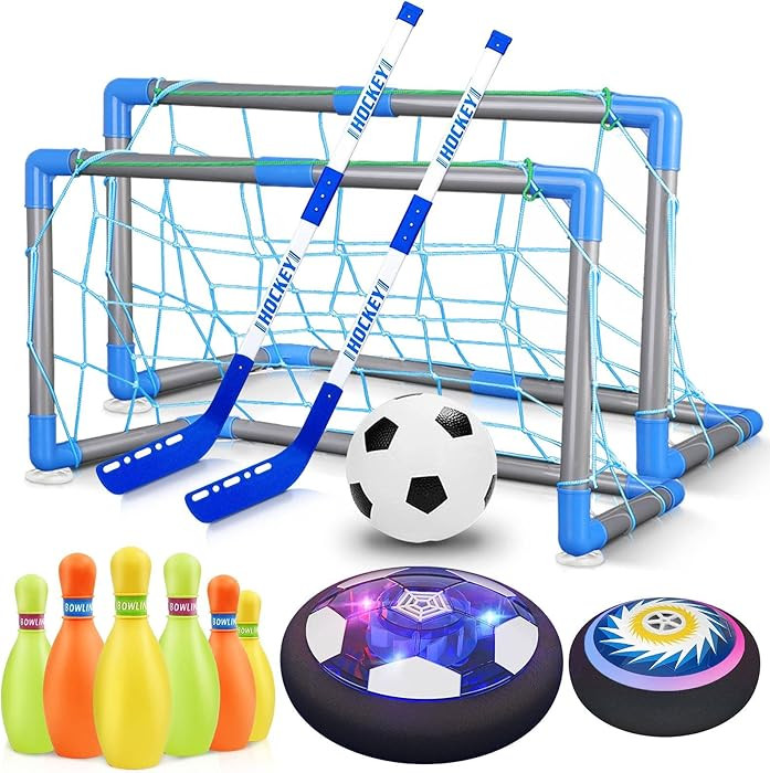 HopeRock 3-in-1 Hover Soccer Ball Hockey Bowling Set, Indoor and Outdoor Toys for Kids Ages 3-12,... | Amazon (US)