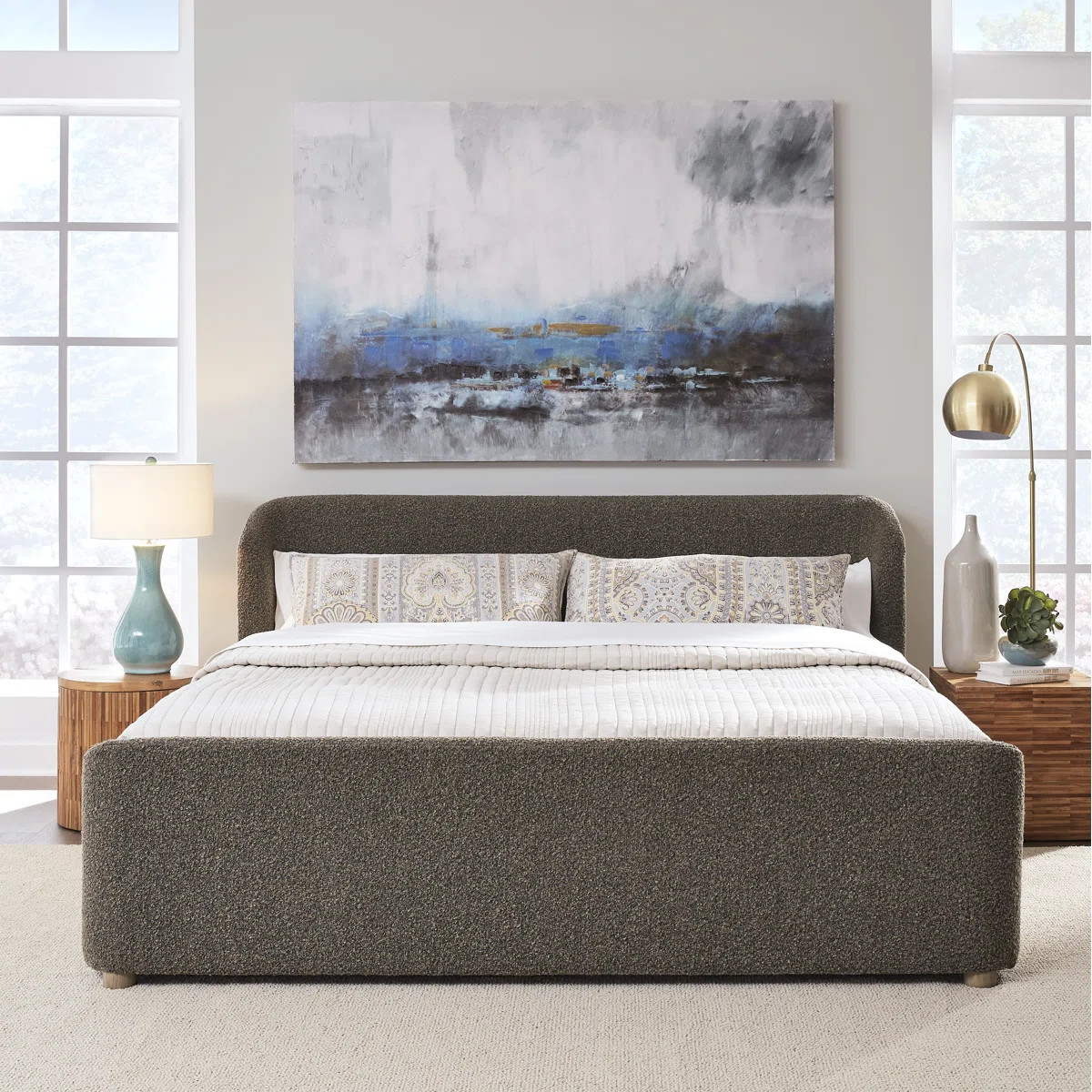 Sleep in style. Our upholstered platform bed features a neutral fabric that easily complements yo... | Wayfair North America