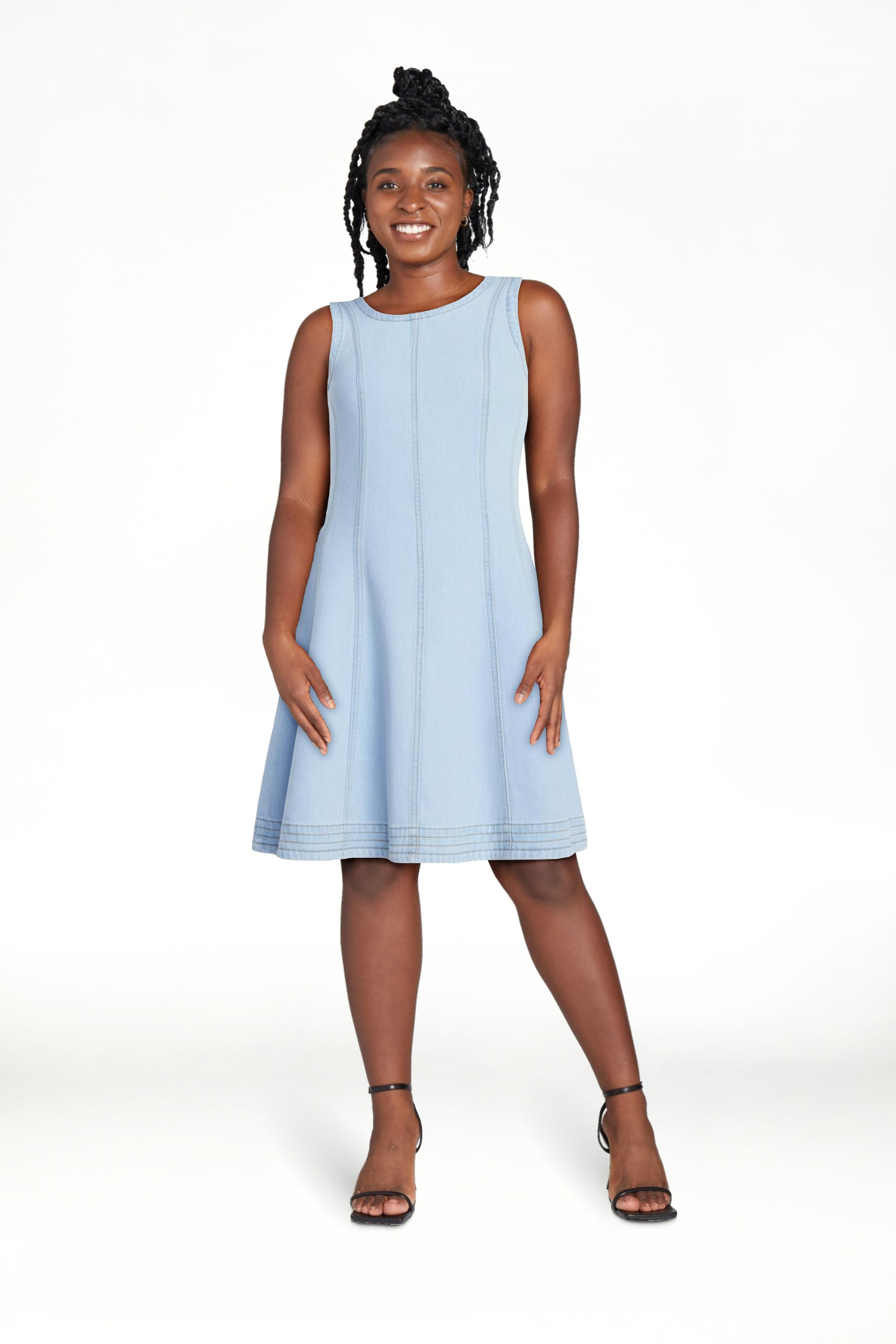 Free Assembly Women's and Women's Plus Sleeveless Denim Panel Mini Dress, Sizes XS-4X | Walmart (US)