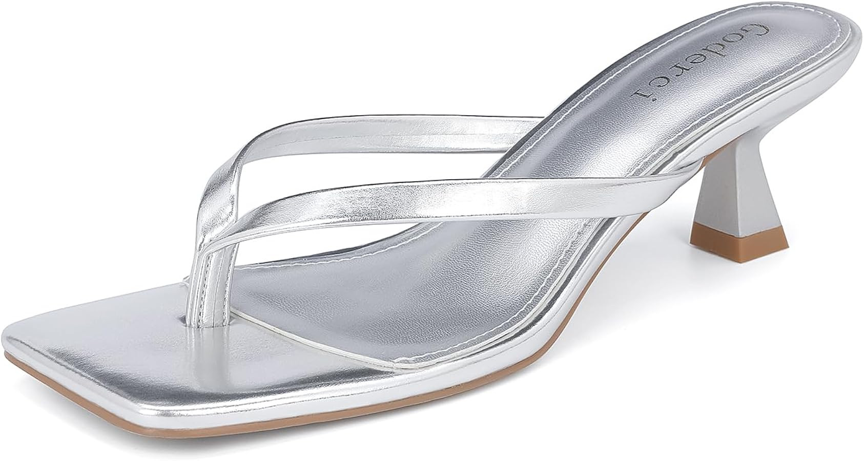 Goderci Kitten Flip Flop Thong Low Heels for Women Square Open Toe Slip On Heeled Sandals | Amazon (US)