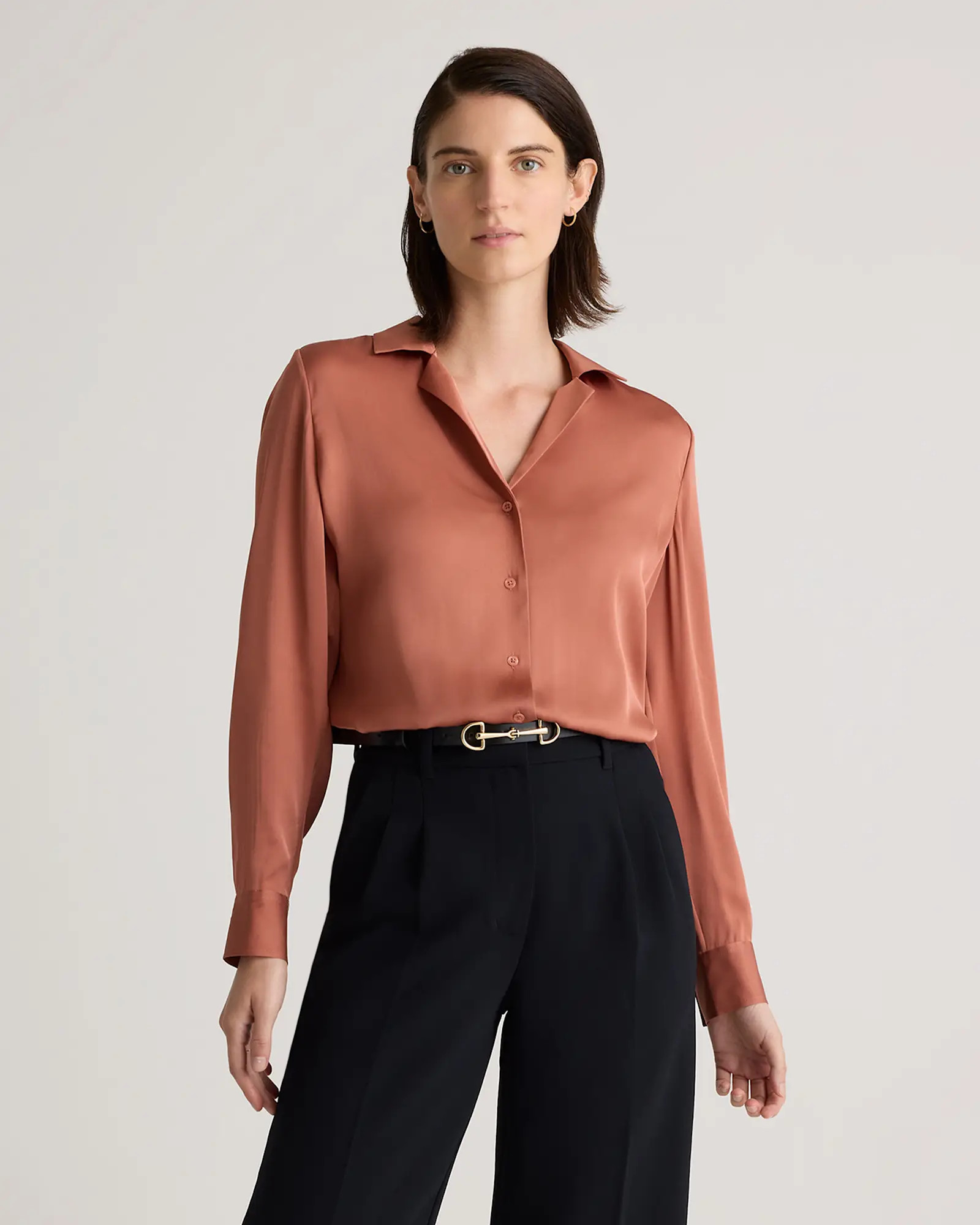 Washable Stretch Silk Notch Collar Blouse | Quince | Quince
