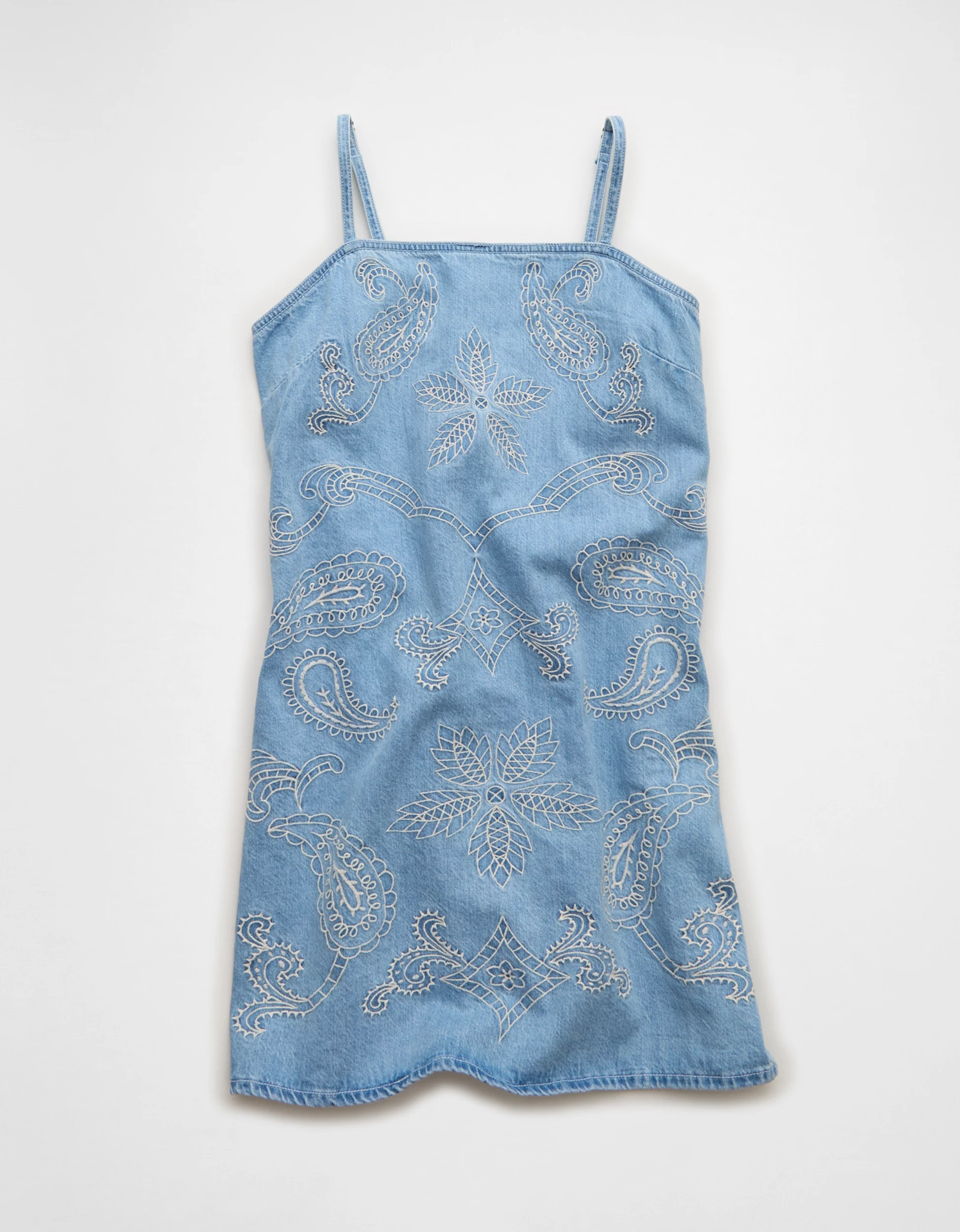 AE Denim Embroidered Mini Dress | American Eagle Outfitters (US & CA)