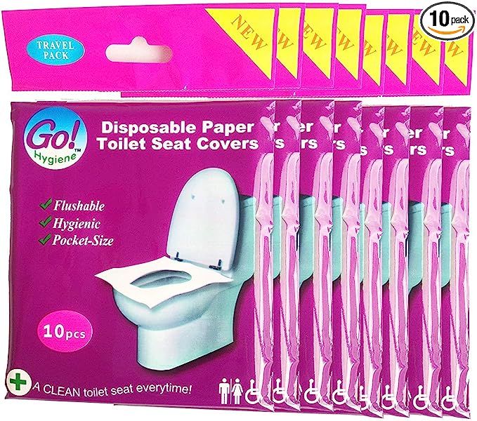 GoHygiene - Disposable Paper Toilet Seat Covers 8 Packs (80-Count) + 2 Free Packs (20-Count)! | Amazon (US)
