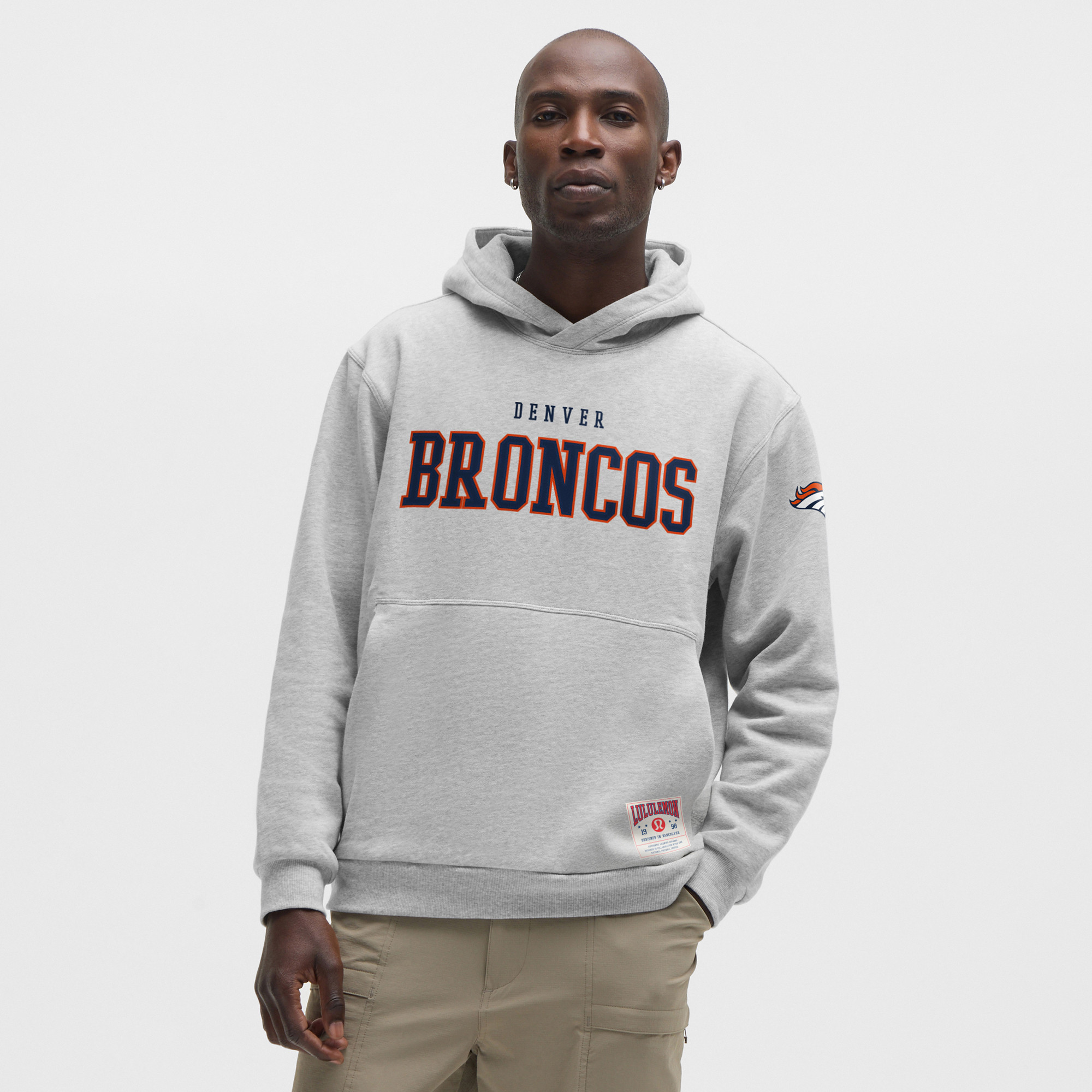 Men's lululemon Heathered Silver Drop Denver Broncos Steady State Pullover Hoodie | Fanatics