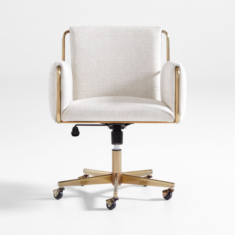 Caterina Natural Upholstered Office Chair with Gold Base + Reviews | Crate & Barrel | Crate & Barrel