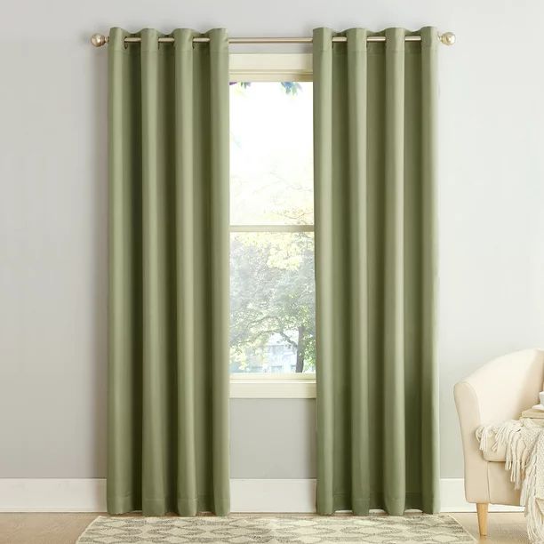 Sun Zero Madison Room Darkening Grommet Curtain Panel, 54"x84", Sage Green | Walmart (US)