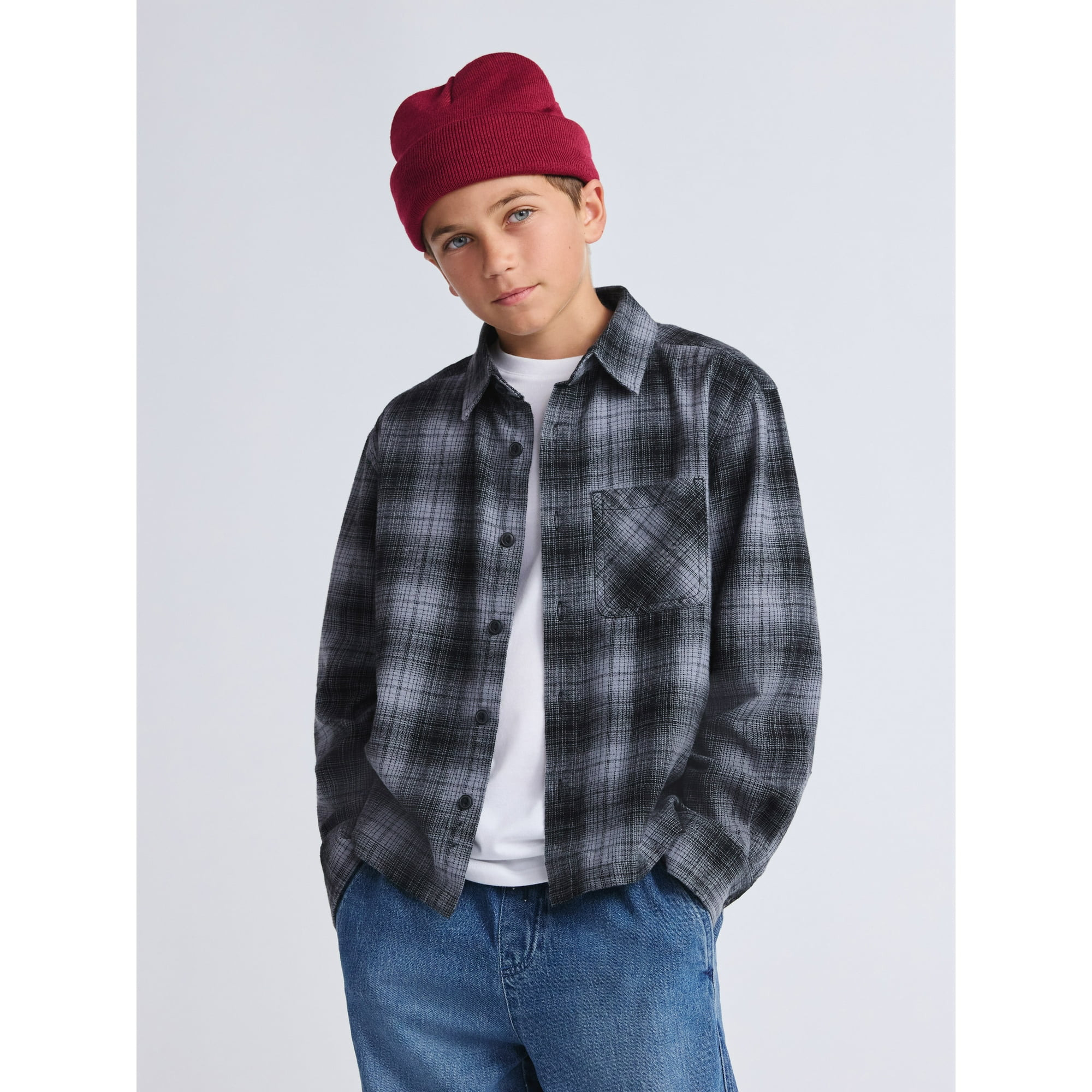 Weekend Academy Boys Flannel Long Sleeve Shirt, Sizes 4-18 - Walmart.com | Walmart (US)