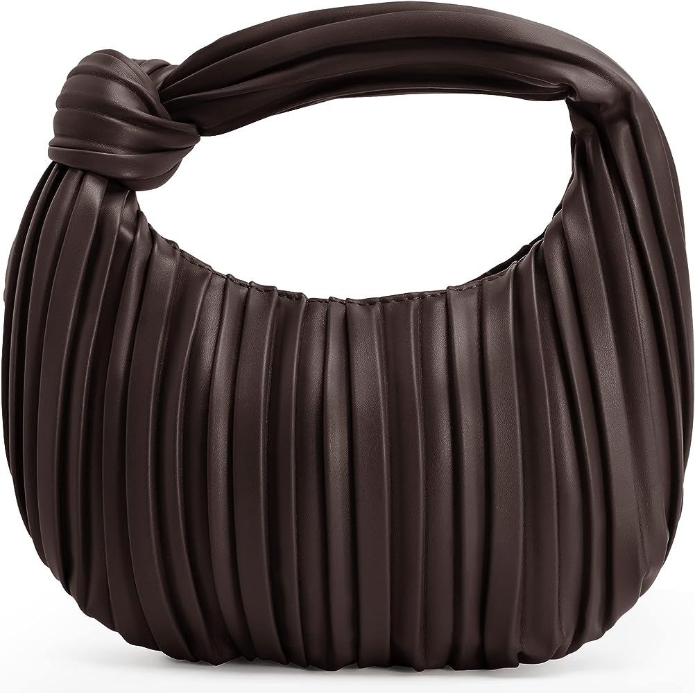 NIUEIMEE ZHOU Small Knotted Handbags for Women Soft PU Leather Crossbody Dumpling Bags Cloud Clut... | Amazon (US)